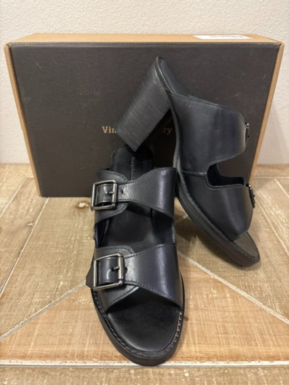 NEW Vintage Foundry Lidia Leather Block Heel Sandals Black Sizes: 7 - 10